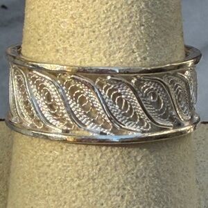Sterling Silver Filigree Band Ring, Pre-loved, Size 9
